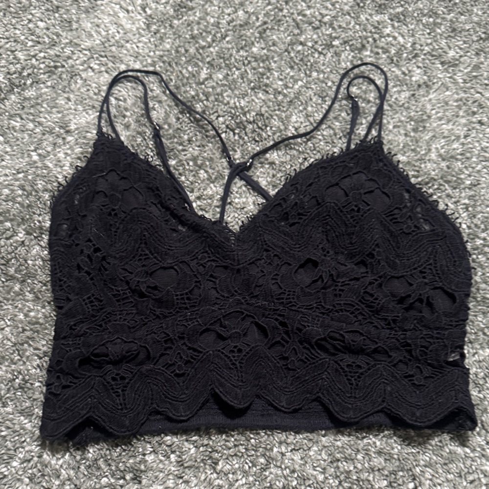 Free People Black Lace Crop Top